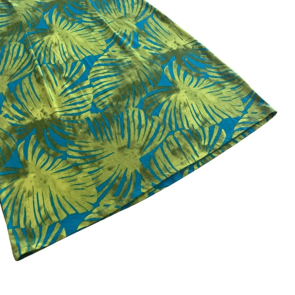 Tommy Bahama Women’s M Blue Green, Tropical Leaf Aloha Knit Shift Shirt Sundress